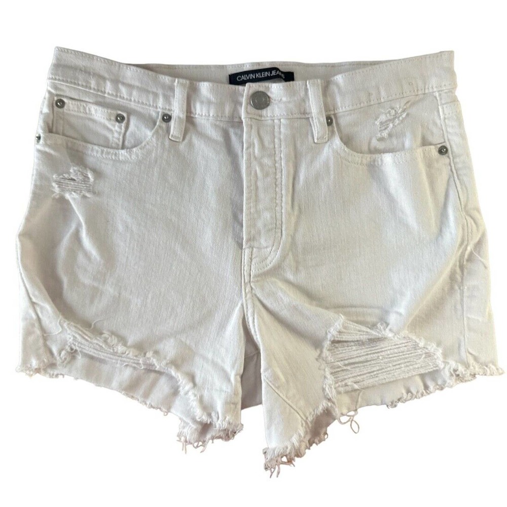 Calvin Klein Jeans Women's 4" High Rise Denim Short Size 29 White